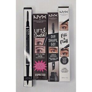 4 NYX ESPRESSO Eyebrow Sets Micro Brow Pencil, Tint Pen, Pomade & Fill Fluff New